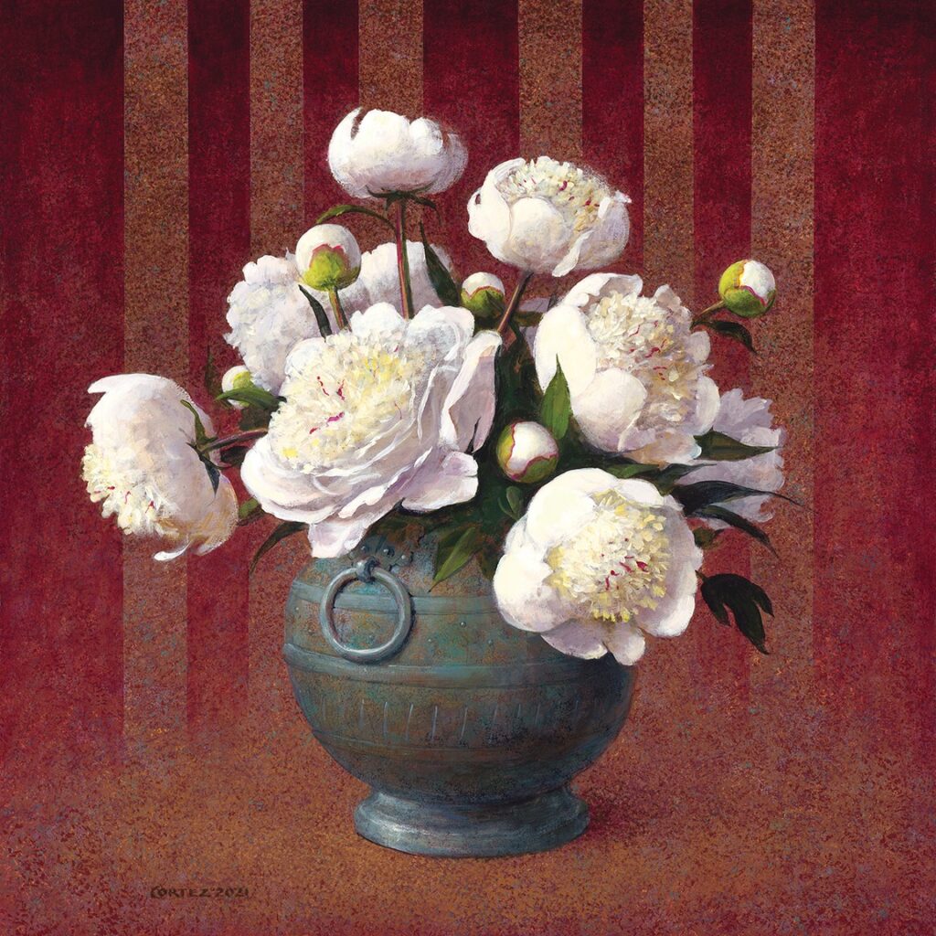 Peonies in a Chinese Vase by ©Jenness Cortez
